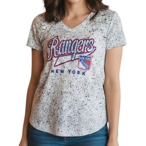 Adidas NHL New York Rangers Women's T-Shirt - V-Neck - Splatter Print